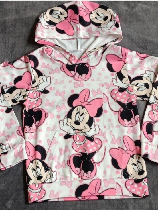 Disney Other - Disney Minnie Mouse Kids Hoodie in Pink and White Hooded Lightweight Sweatshirt
